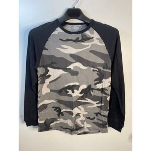 CSG Champs Sports Gear Mens Grey Camo Raglan Long Sleeve T-Shirt Size Medium